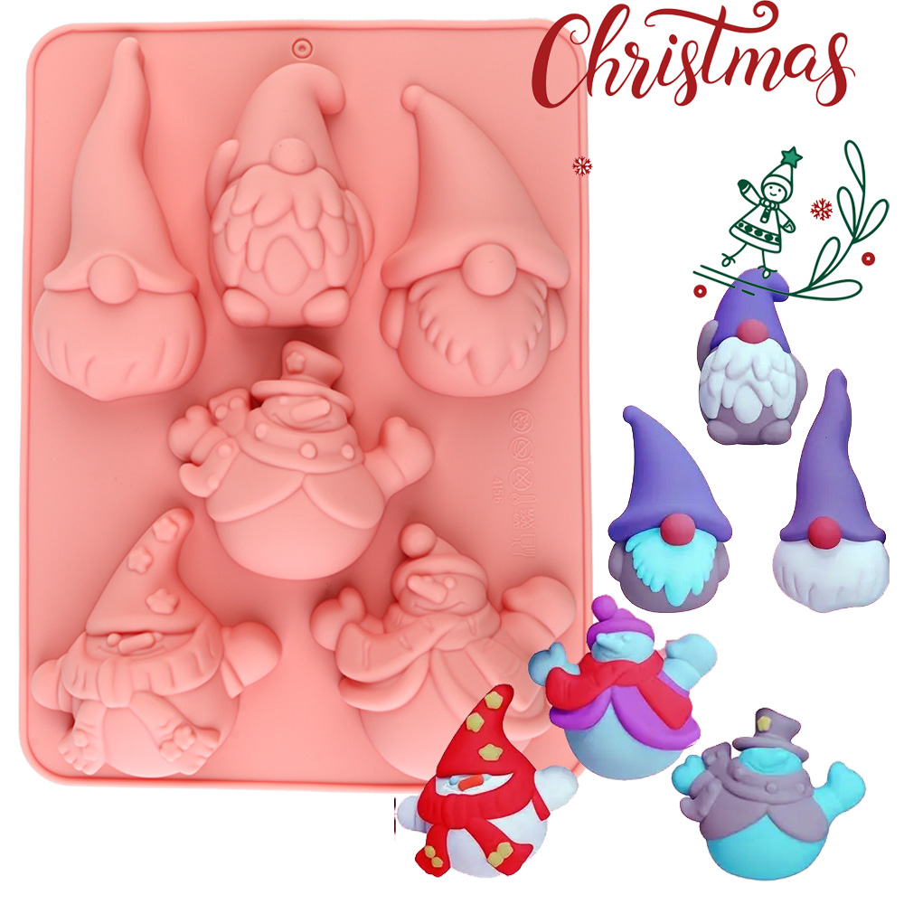Candle Making Easy - 6-Cavity Christmas Gnome Cake Chocolate Silicone