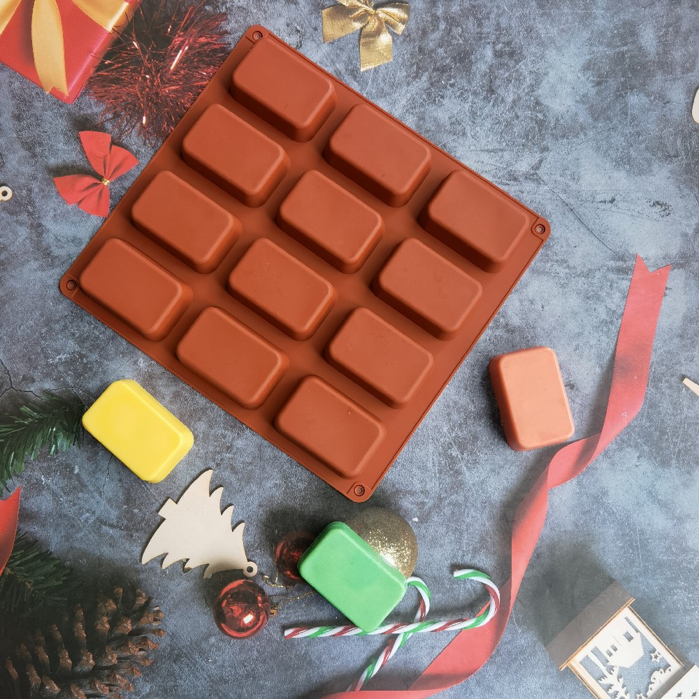 12 Cavity Square Silicone Soap - Candle Making Easy 评论和价格